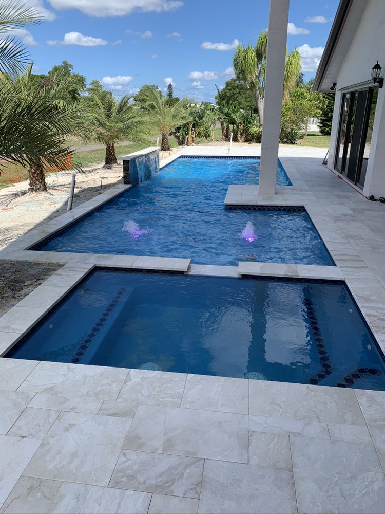 Custom pool with golf course view - pool construction Naples FL